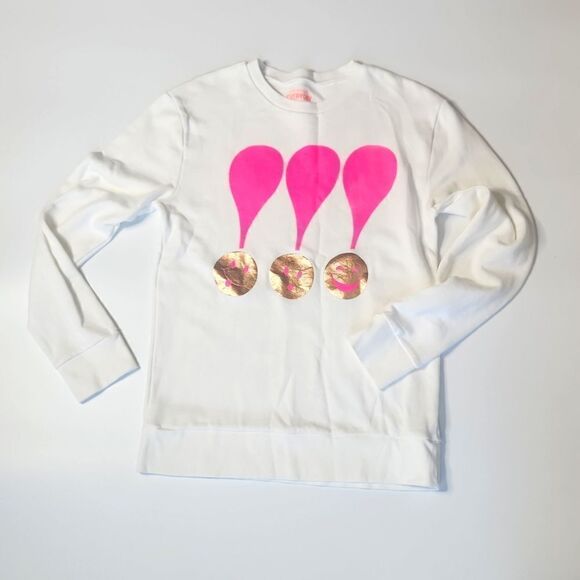 Crewcuts Everyday Girls Tween cozy white grahic pop color sweatshirt - Picture 1 of 9